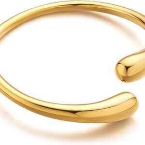 Teardrop Gold Cuff Bracelets for Women Adjustable 18K Gold Plated Chunky Open Cu